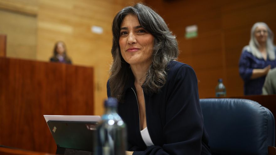 La portavoz de Más Madrid en la Asamblea de Madrid, Manuela Bergerot, durante un pleno en la Asamblea de Madrid.