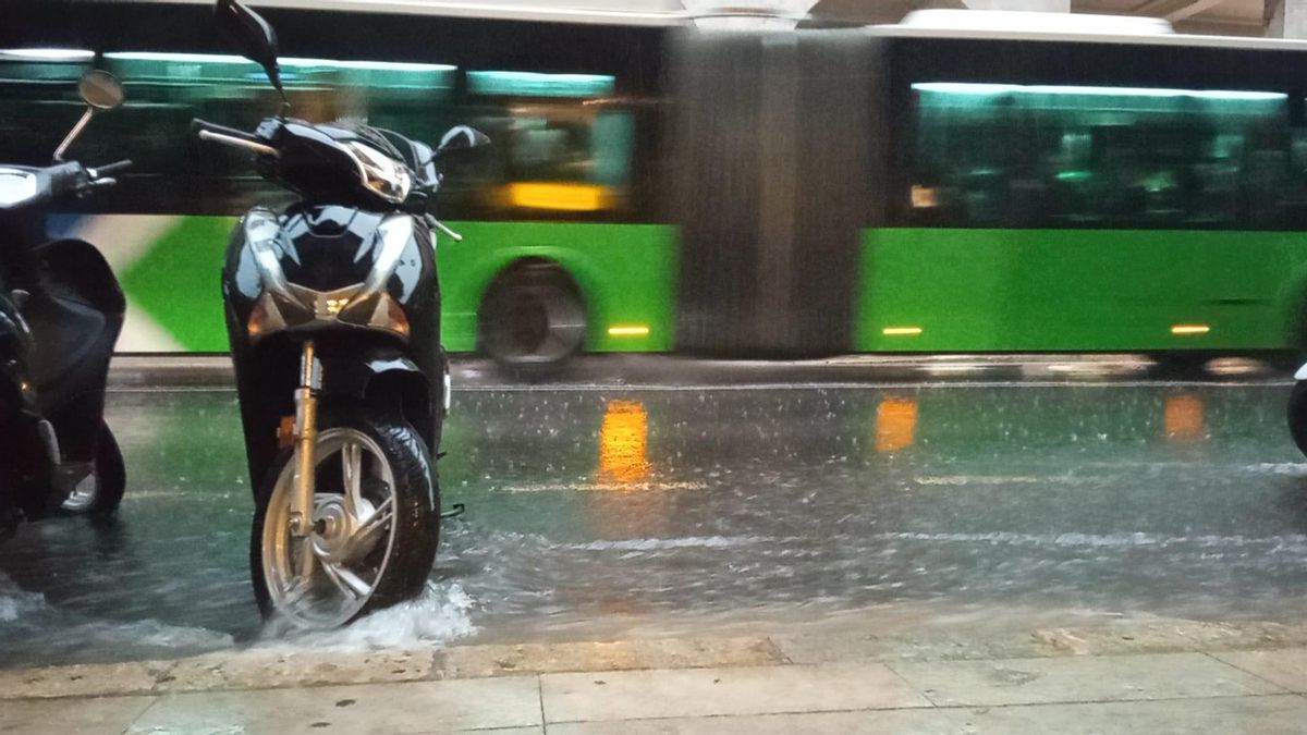 La lluvia descargando con intensidad en Palma.