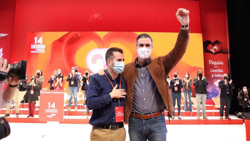 Pedro Sánchez y Luis Tudanca en el 14 Congreso del PSOE de Castilla y León.