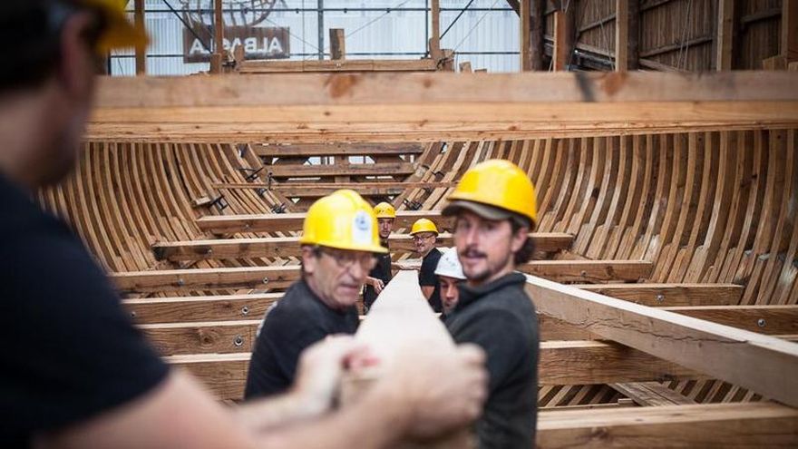 La nao San Juan, réplica de un ballenero del siglo XVI reconstruida en Albaola de Pasaia, se botará el 7 de noviembre
