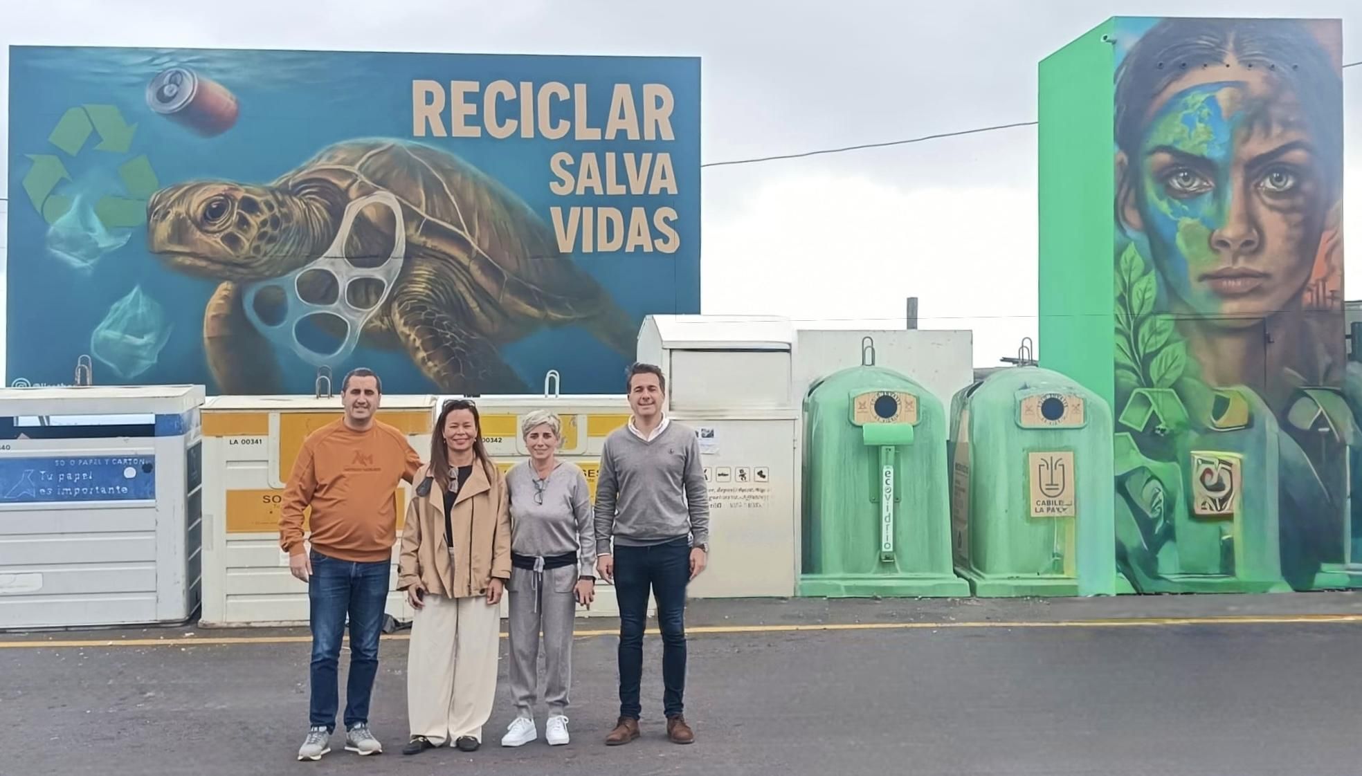 Breña Baja inaugura un mural en Las Ledas para fomentar el reciclaje y la concienciación ambiental.