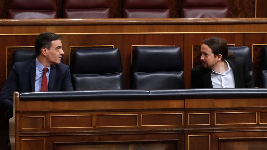 El presidente del Gobierno, Pedro Sánchez,y el vicepresidente tercero, Pablo Iglesias.