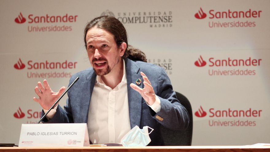 El vicepresidente del Gobierno, Pablo Iglesias, durante su conferencia en los cursos de verano que organiza la UCM en El Escorial.