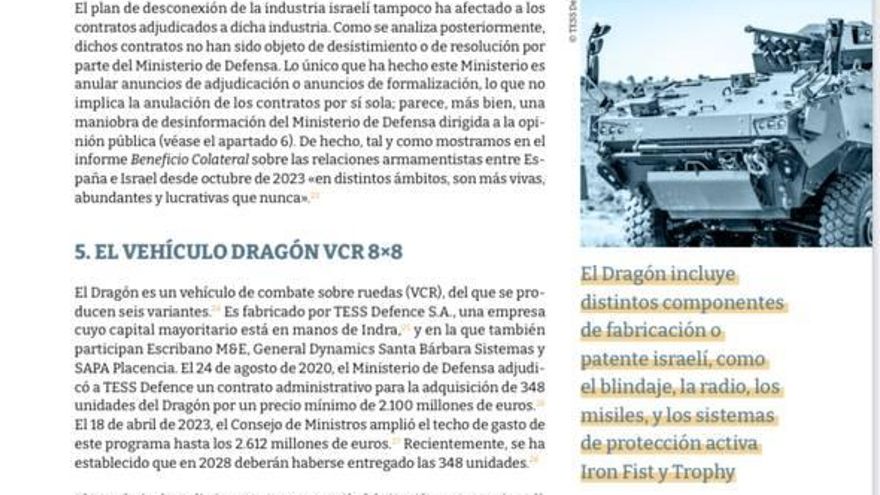 Extracto del estudio publicado este miércoles por el Centre Delàs