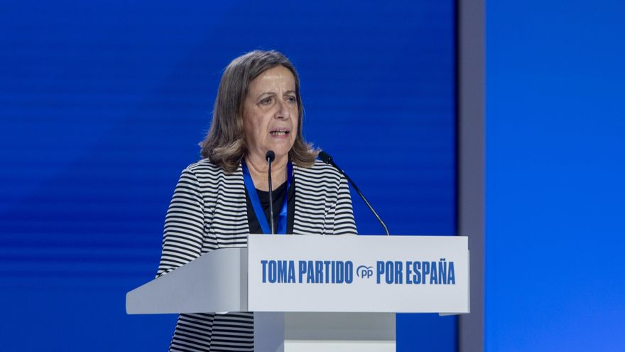 The director of Finance of the PP, Carmen Navarro, during her accountability at the XXI National Congress of the Party.