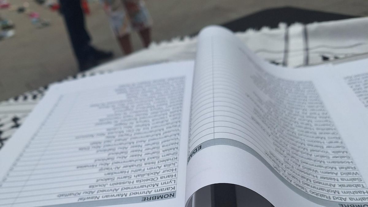 Lectura de los niños y niñas asesinados en Gaza hasta el mes de junio. Faltan 3.000 por leer.