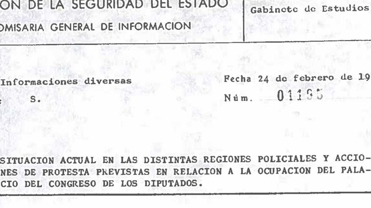 "Tejero valiente": los informes policiales sobre Canarias en los papeles desclasificados del 23F