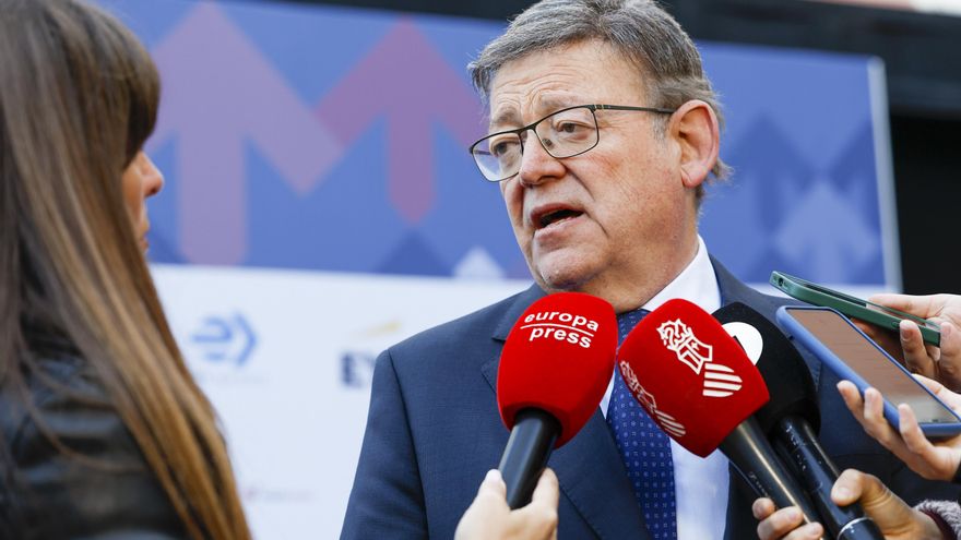 MADRID, 29/03/2023.- El president de la Generalitat, Ximo Puig, se dirige a medios de comunicación durante su participación en la tercera jornada del Foro Económico Español Wake Up! Spain, organizado por El Español, Invertia y D+I en Casa América, en Madrid, este miércoles. EFE/ Chema Moya