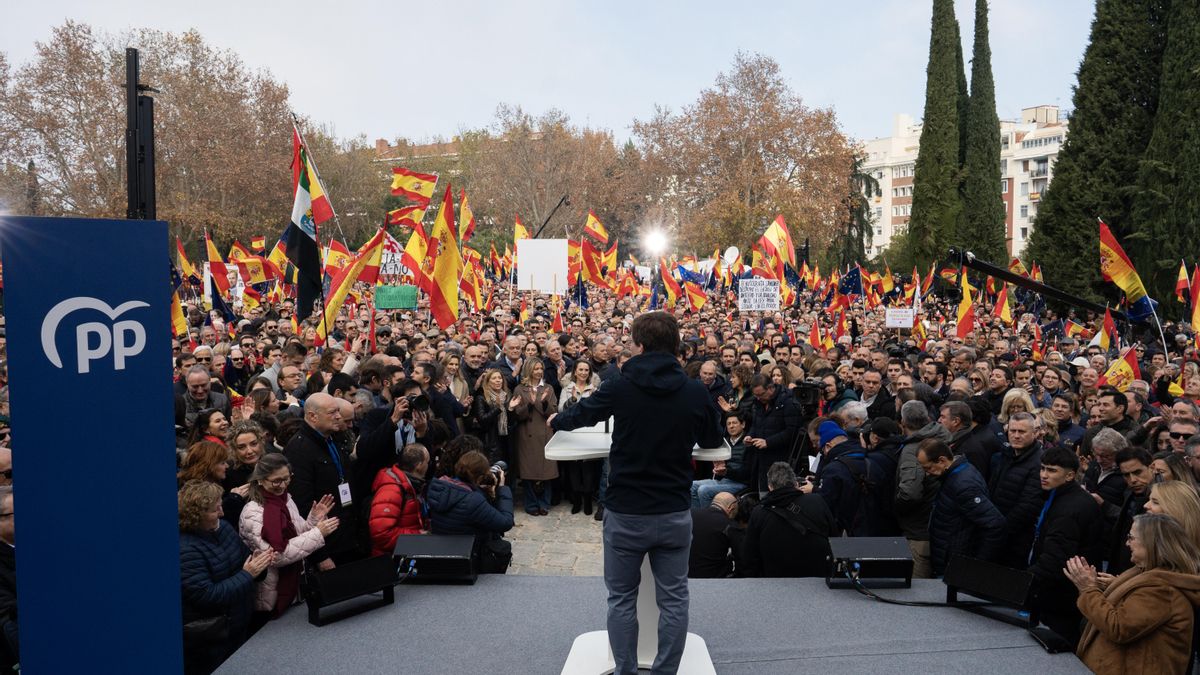 Martínez Almeida interviene en el acto en Madrid este 3 de diciembre.