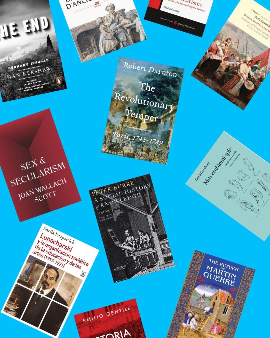 Las publicaciones de algunos historiadores que entrevistó Mariano Schuster.