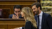 Cayetana Álvarez de Toledo con Casado y García Egea, tras su intervención en el Congreso. EP.Pool