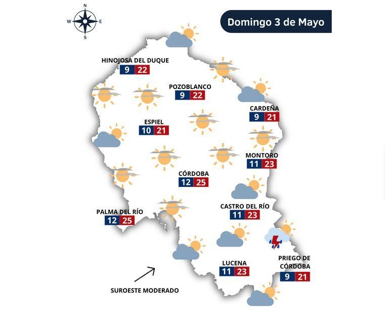 El tiempo, el domingo 3 de mayo.