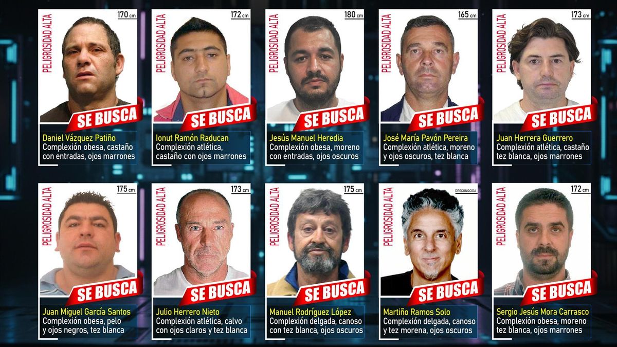Los diez fugitivos más buscados por la Policía Nacional.