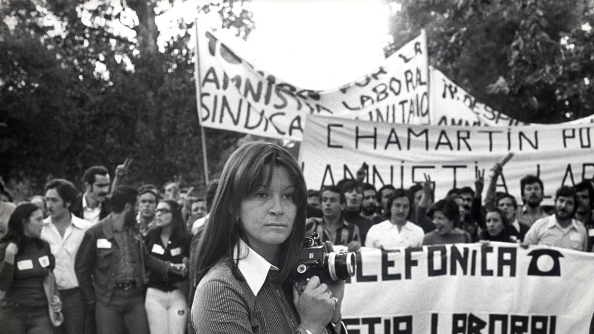 Marisa Flórez, en una manifestación en los tiempos de la Transición. 