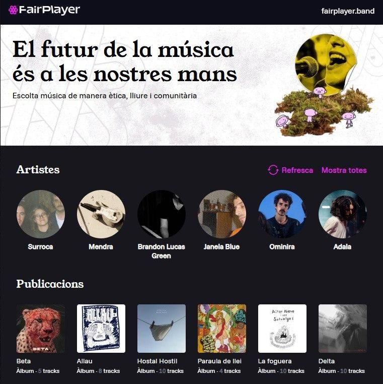 Captura de pantalla de la plataforma Fairplayer