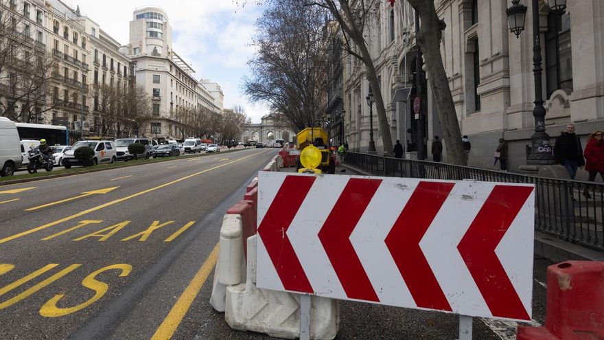 Tramo en obras en la calle Alcalá, en una imagen de febrero de 2026