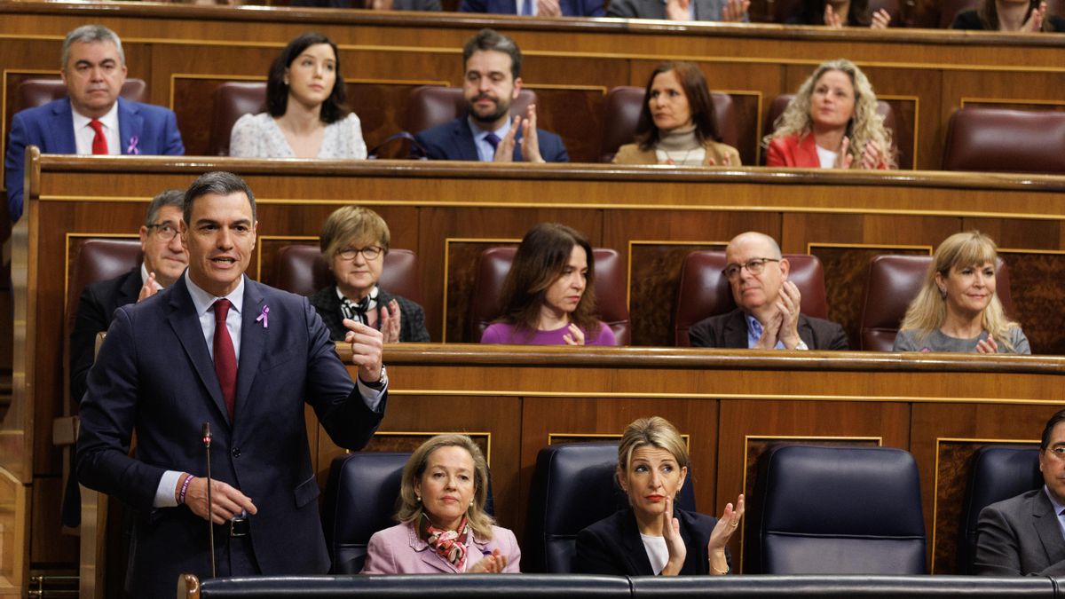 El presidente del Gobierno, Pedro Sánchez, interviene durante sesión de control al Gobierno