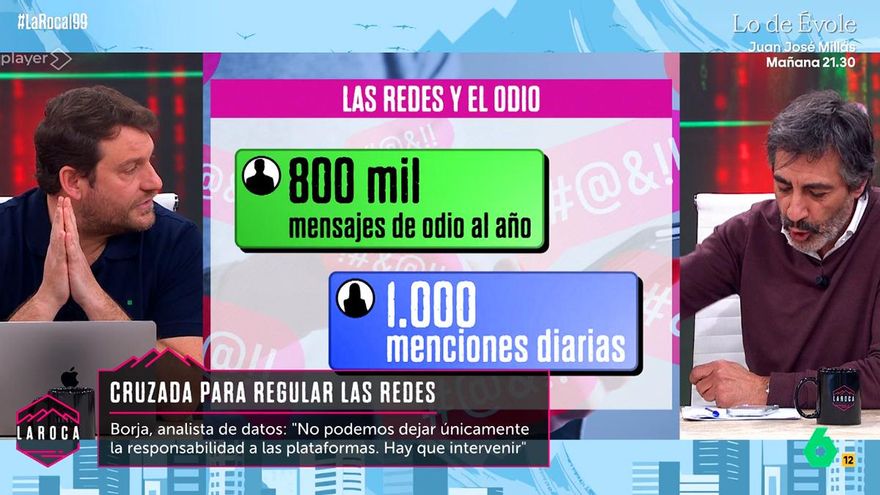 Juan del Val lee en 'La Roca' las amenazas que recibe en sus redes sociales