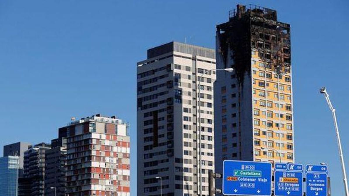La torre de 21 plantas de Madrid con los mismos paneles que los incendiados en Cartagena y València ya ardió en 2020