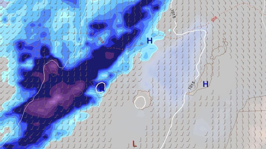 Previsión de lluvias intensas en las islas occidentales para el próximo jueves. / FOTO: METEORED