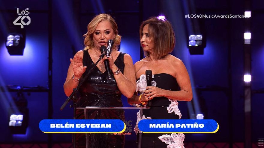 Belén Esteban y Patiño 'volvieron' a Mediaset 10 minutos con Los 40 Music Awards: "No vamos a hacer el guion"