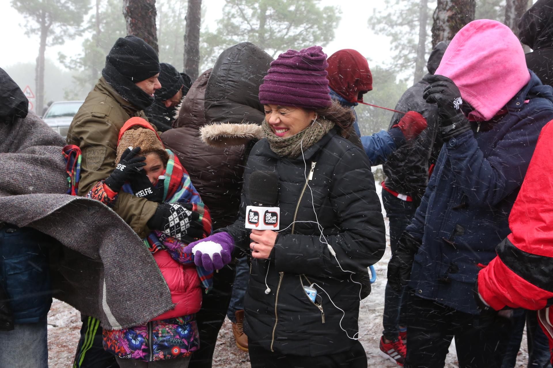 Ventisca y nevada en la cumbre de Gran Canaria.