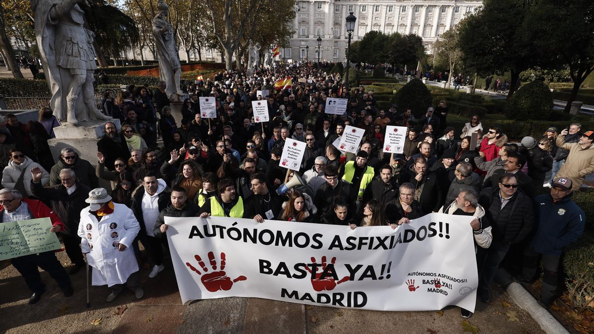 Manifestação convocada em Madrid pela Plataforma pela Dignidade dos Autônomos.