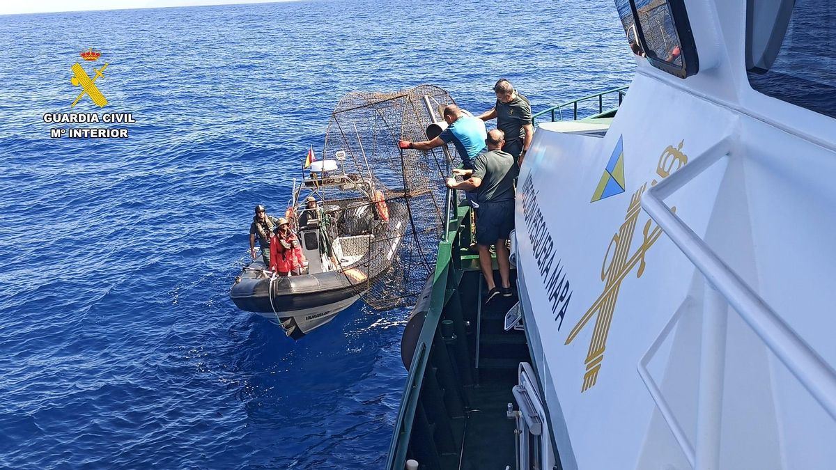 Imagen de una de las nasas incautadas. GUARDIA CIVIL