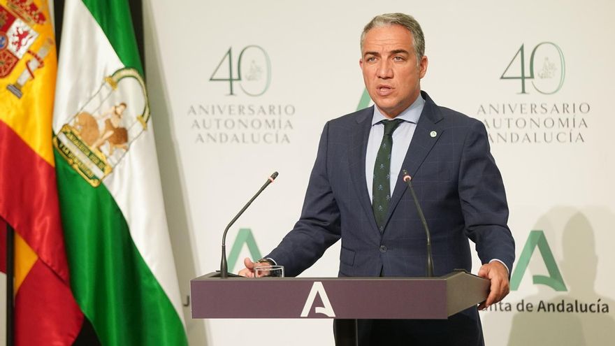 El consejero de la Presidencia, Administración Pública e Interior y portavoz del Gobierno andaluz, Elías Bendodo , comparece en la rueda de prensa posterior a la reunión del Consejo de Gobierno a 29 de junio 2021, en Sevilla (Andalucía)
