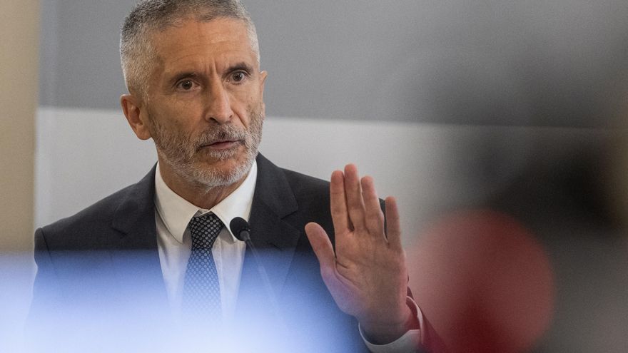El ministro del Interior, Fernando Grande-Marlaska, da una rueda de prensa tras participar en la IV Reunión de la Comisión de Seguimiento del Plan de Acción de Lucha contra los Delitos de Odio en el Ministerio del Interior, este miércoles, en Madrid. EFE/Rodrigo Jiménez