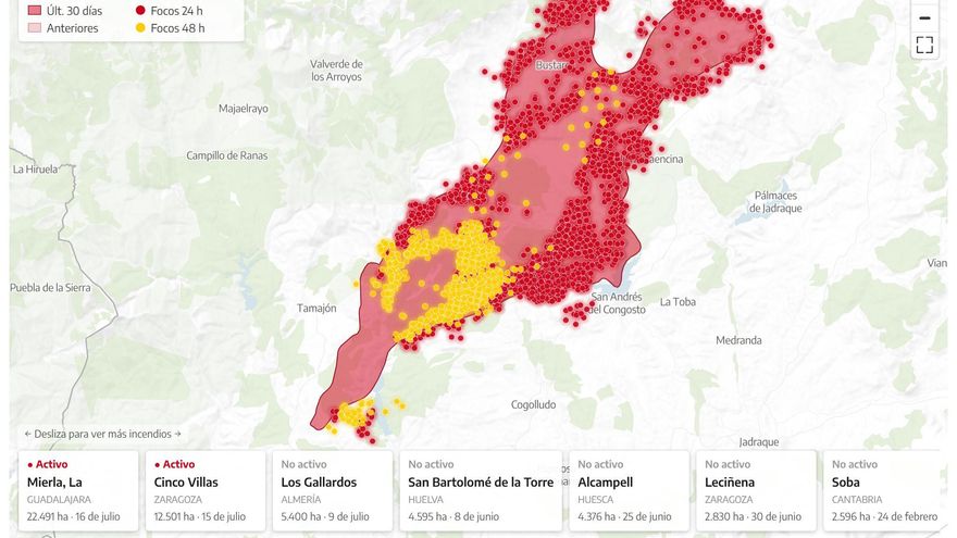 La zona de La Mierla afectada por el fuego