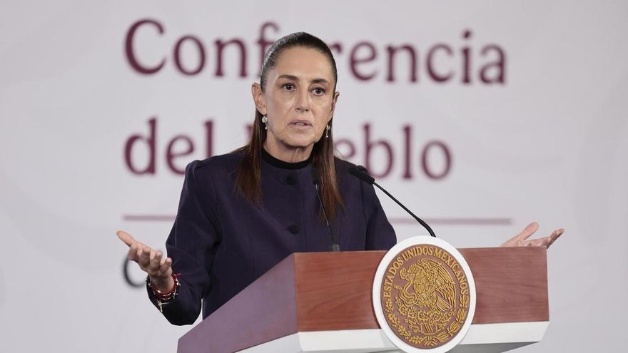 La presidenta de México, Claudia Sheinbaum, este lunes durante su rueda de prensa.
