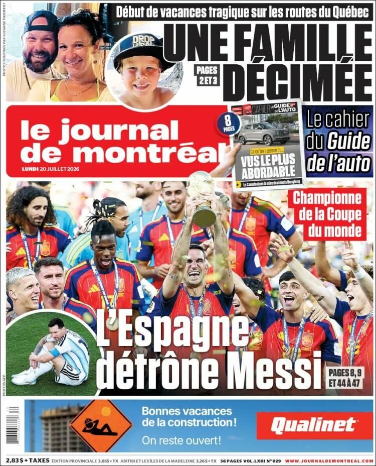Las lágrimas de Messi y el título de España, en las tapas de los diarios del mundo