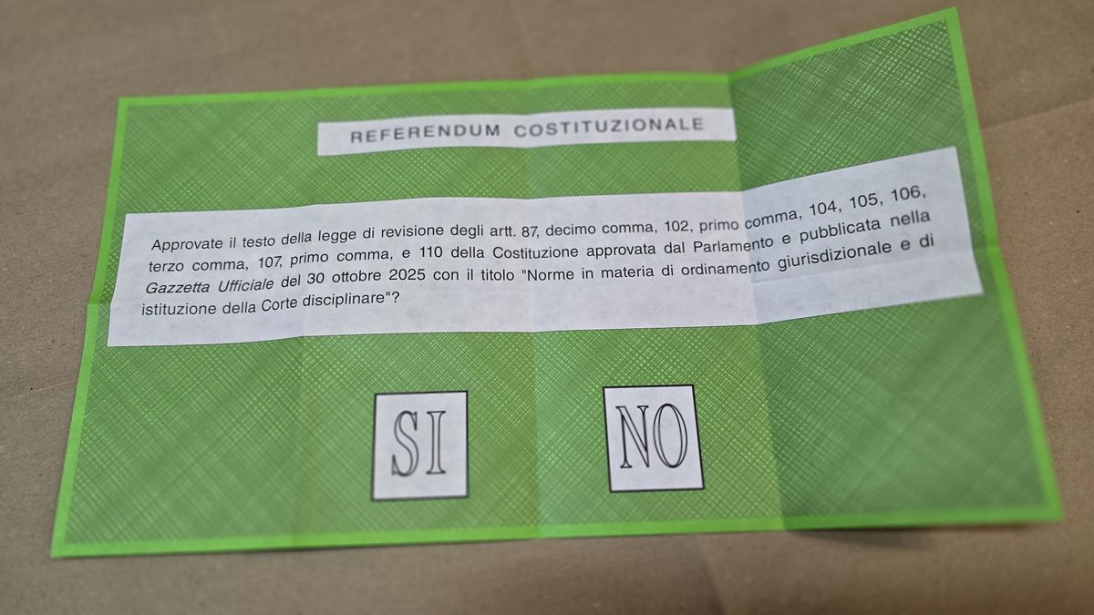 La papeleta del referéndum sobre la reforma judicial, celebrado en Italia el 22 y 23 de marzo de 2026.
