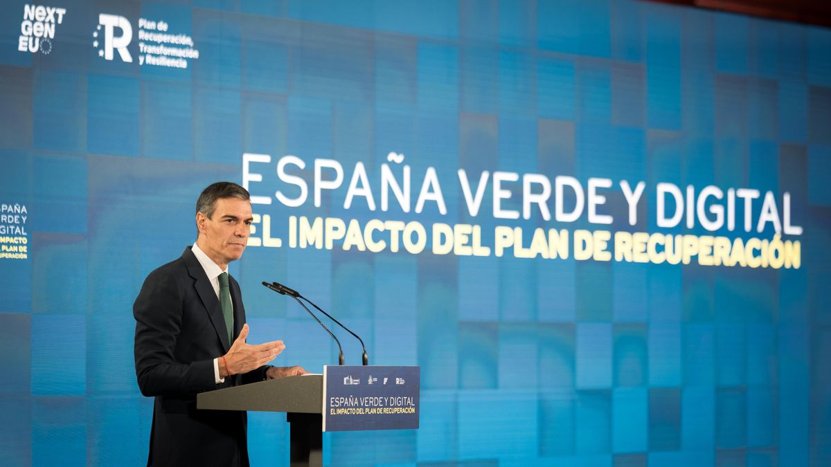 El presidente del Gobierno, Pedro Sánchez, clausura el acto ‘España verde y digital. El impacto del Plan de Recuperación’.