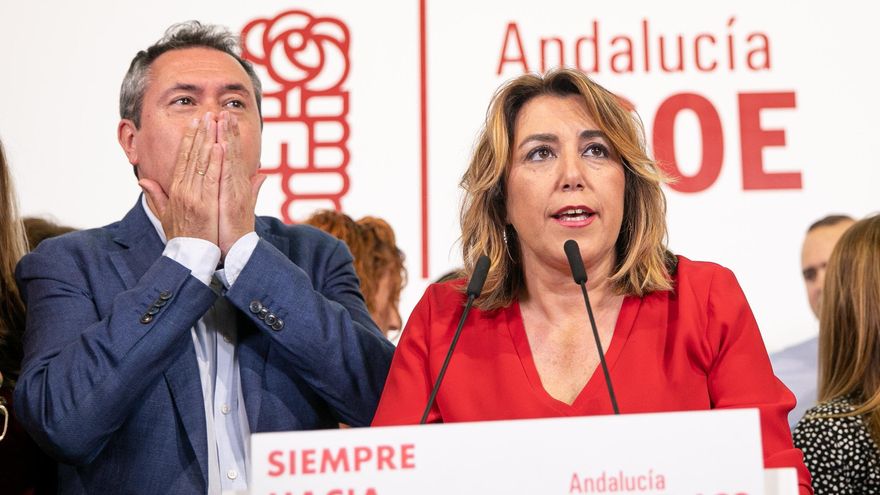 Susana Díaz y Juan Espadas en la sede del PSOE de Andalucía