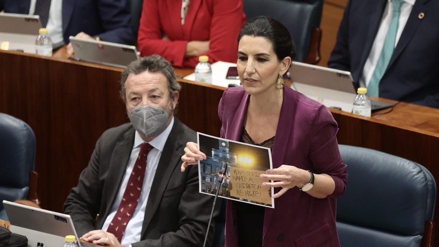 La portavoz de Vox, Rocío Monasterio, durante un pleno de la Asamblea de Madrid