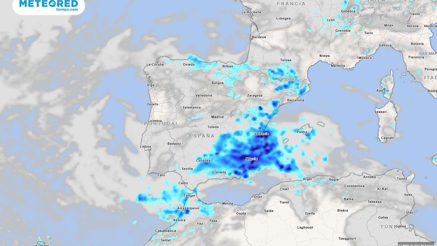 Previsión de lluvias en el sureste peninsular.