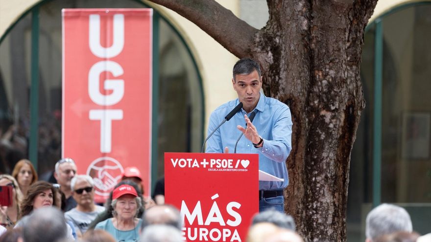 El secretario general del PSOE y presidente del Gobierno, Pedro Sánchez, interviene durante un encuentro UGT-PSOE ‘MÁS EMPLEO’, a 7 de junio de 2024, en Madrid (España).