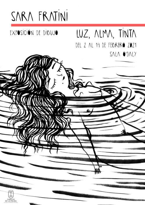 Cartel de la exposición de dibujos ‘Luz, alma y tinta’ de Sara Fratini.