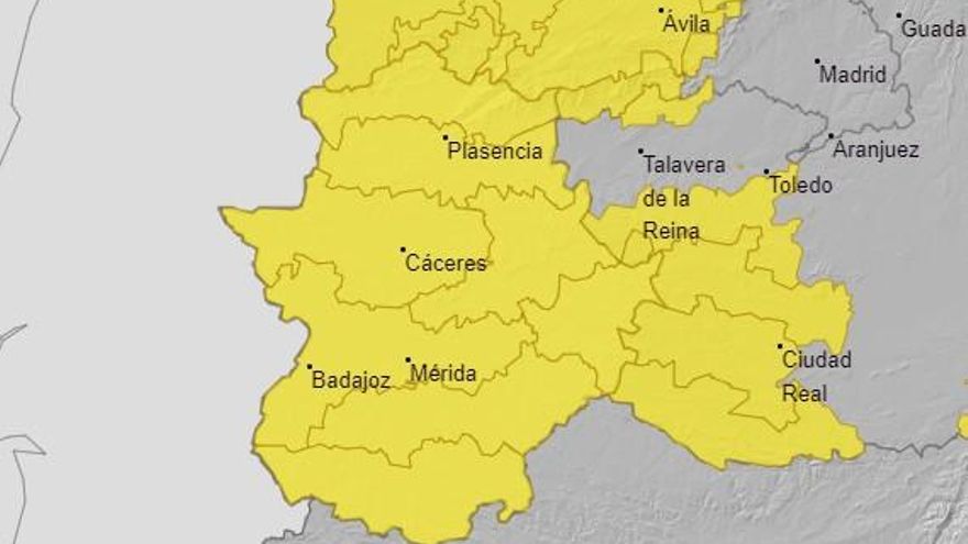 Alerta amarilla genera a partir del mediodía; desde las nueve de este lunes ya estaba el norte de Cáceres.