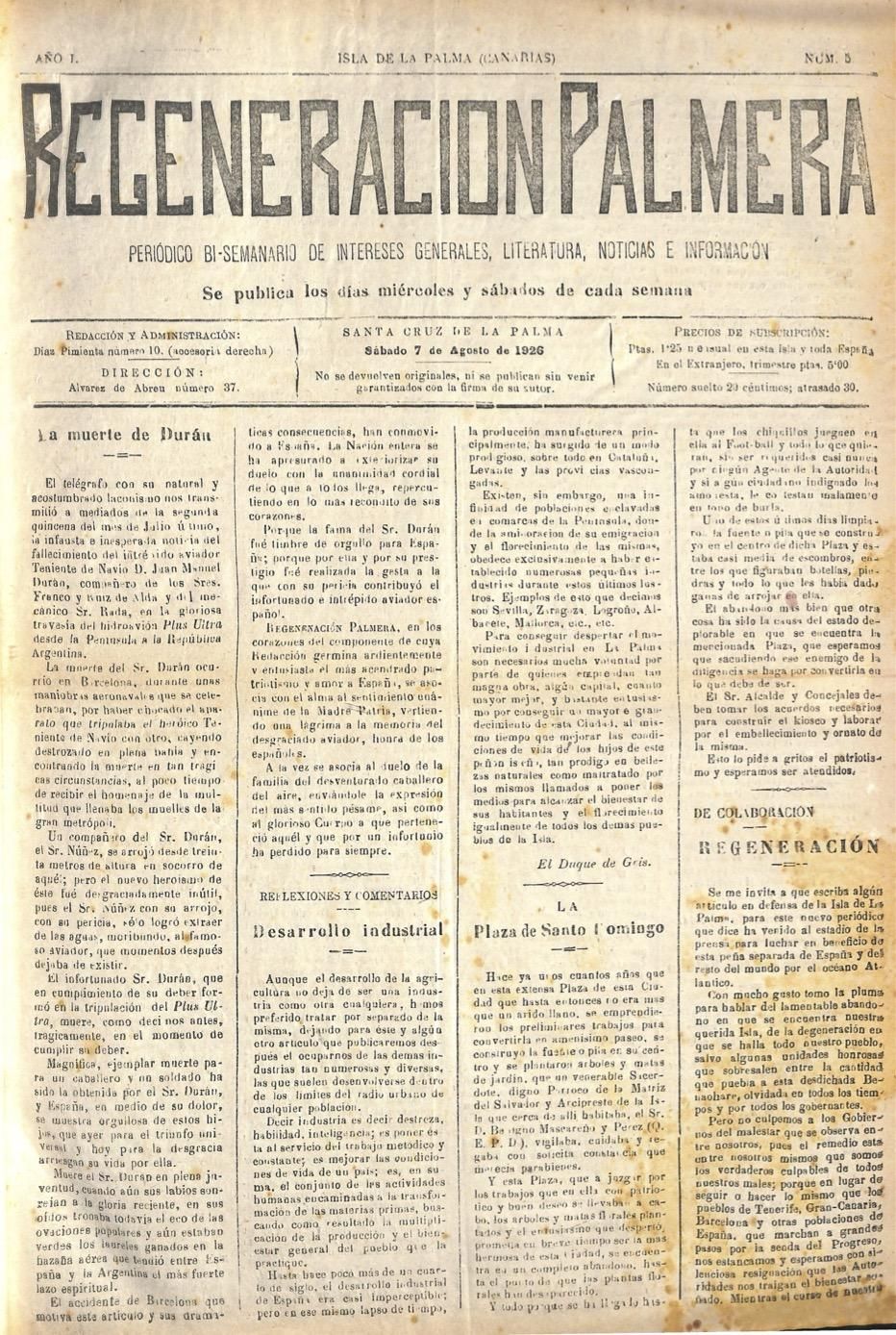 Portada de 'Regeneración Palmera'.
