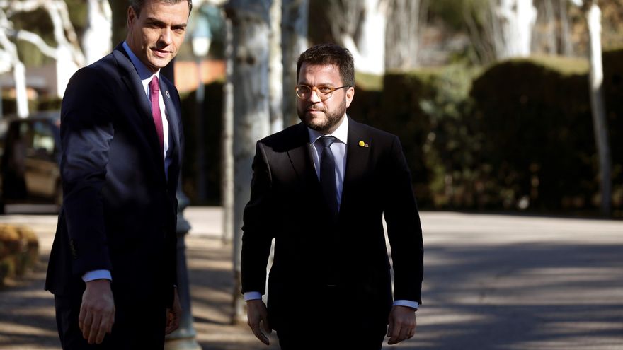 El presidente del Gobierno, Pedro Sánchez, con el president de la Generalitat, Pere Aragonés, en una imagen de archivo.
