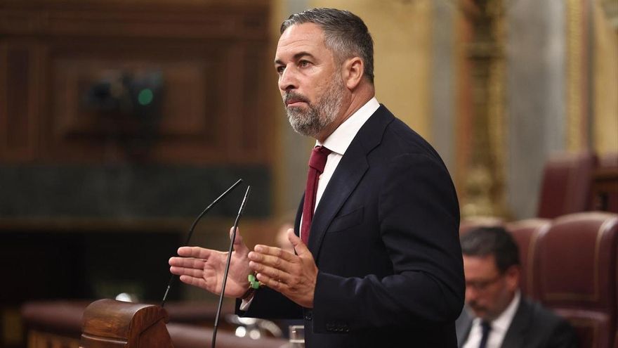 El presidente de Vox, Santiago Abascal, interviene durante una sesión plenaria en el Congreso de los Diputados, a 3 de septiembre de 2026, en Madrid (España).