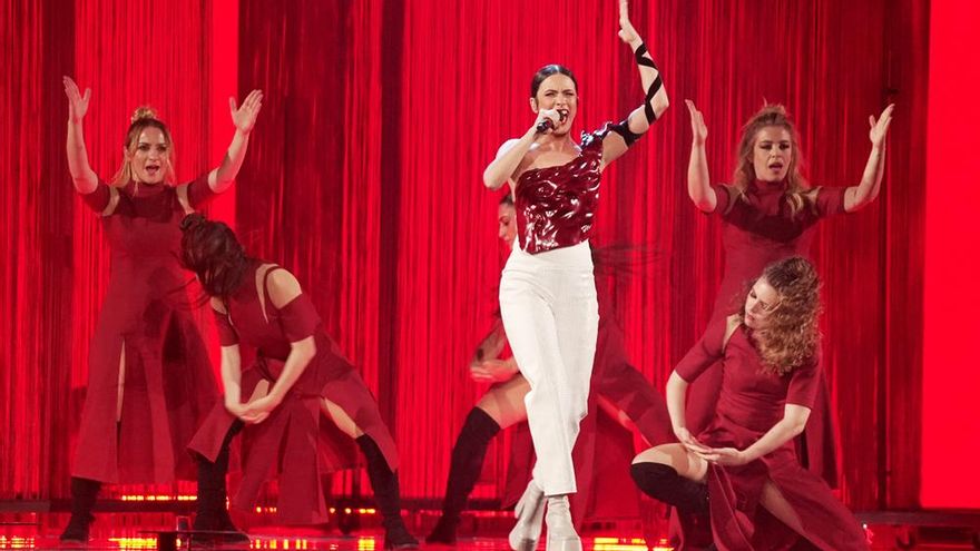 Blanca Paloma y sus compañeras en el segundo ensayo antes de la final de Eurovisión 2023