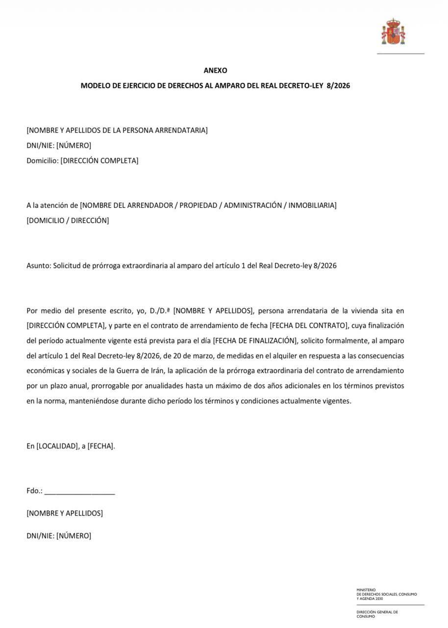 El burofax redactado por Consumo