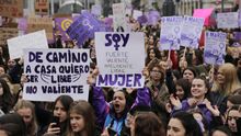 Concentración feminista en la Puerta del Sol de Madrid el 8M.