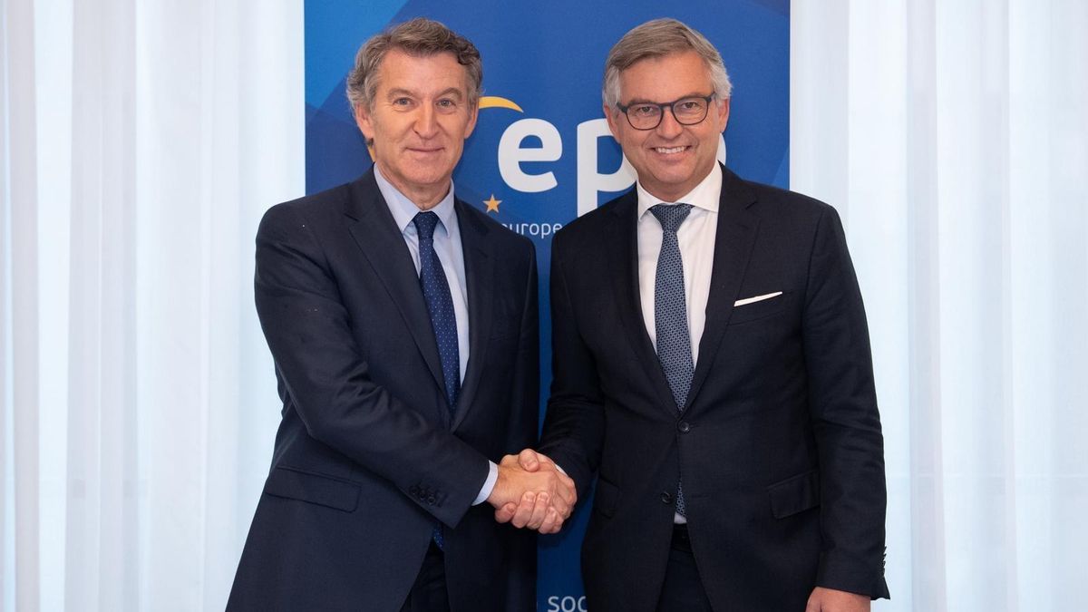 El líder del PP, Alberto Núñez Feijóo, mantiene una reunión en Bruselas con el comisario de Interior y Migraciones de la UE, Magnus Brunner.