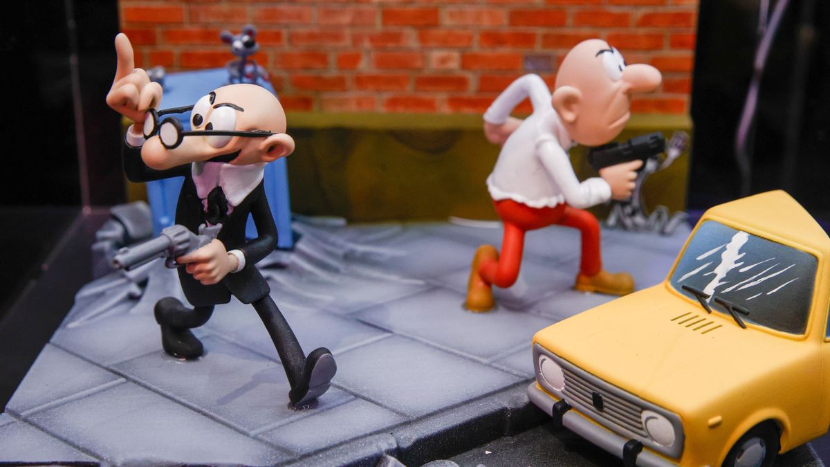 Detalle de diorama de Mortadelo y Filemón, que se podrá encontrar en la sede de Penguin Random House en Barcelona
