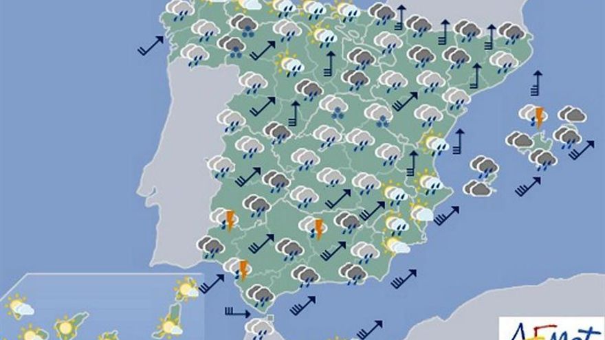 Mapa del tiempo significativo para hoy.